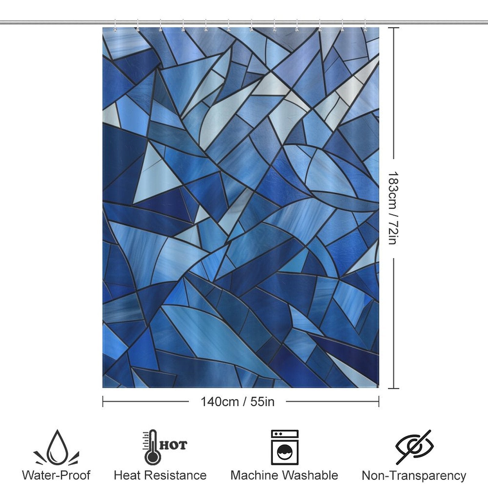 Chic Blue Geometric Shower Curtain