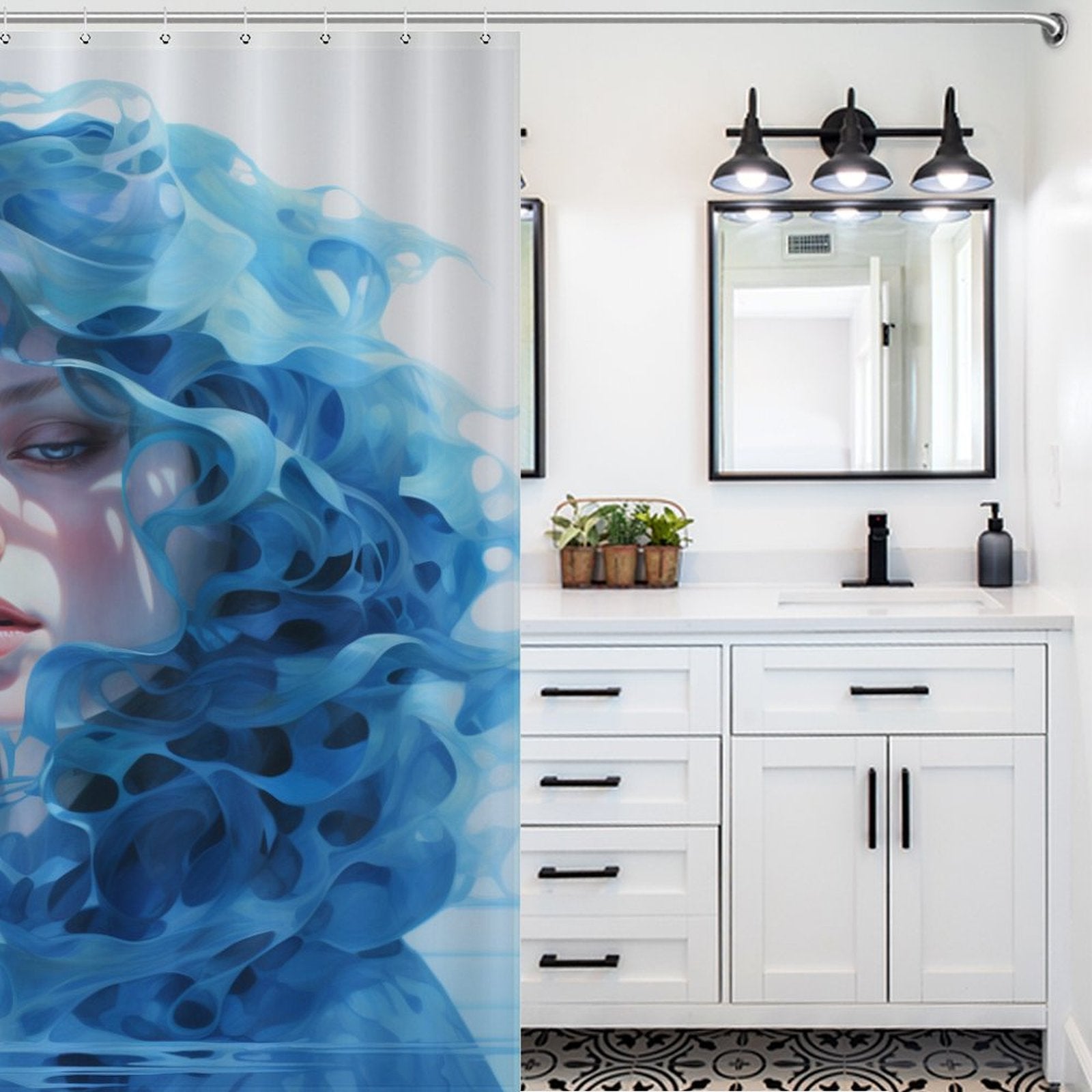 Chic Blue Ombre Shower Curtain
