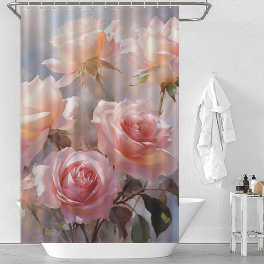 Chic Florals Pink Rose Shower Curtain