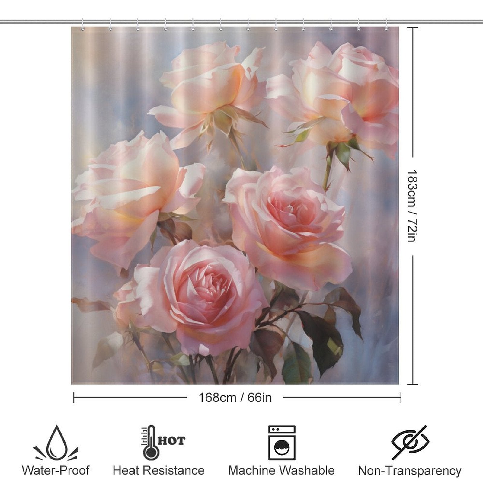 Chic Florals Pink Rose Shower Curtain