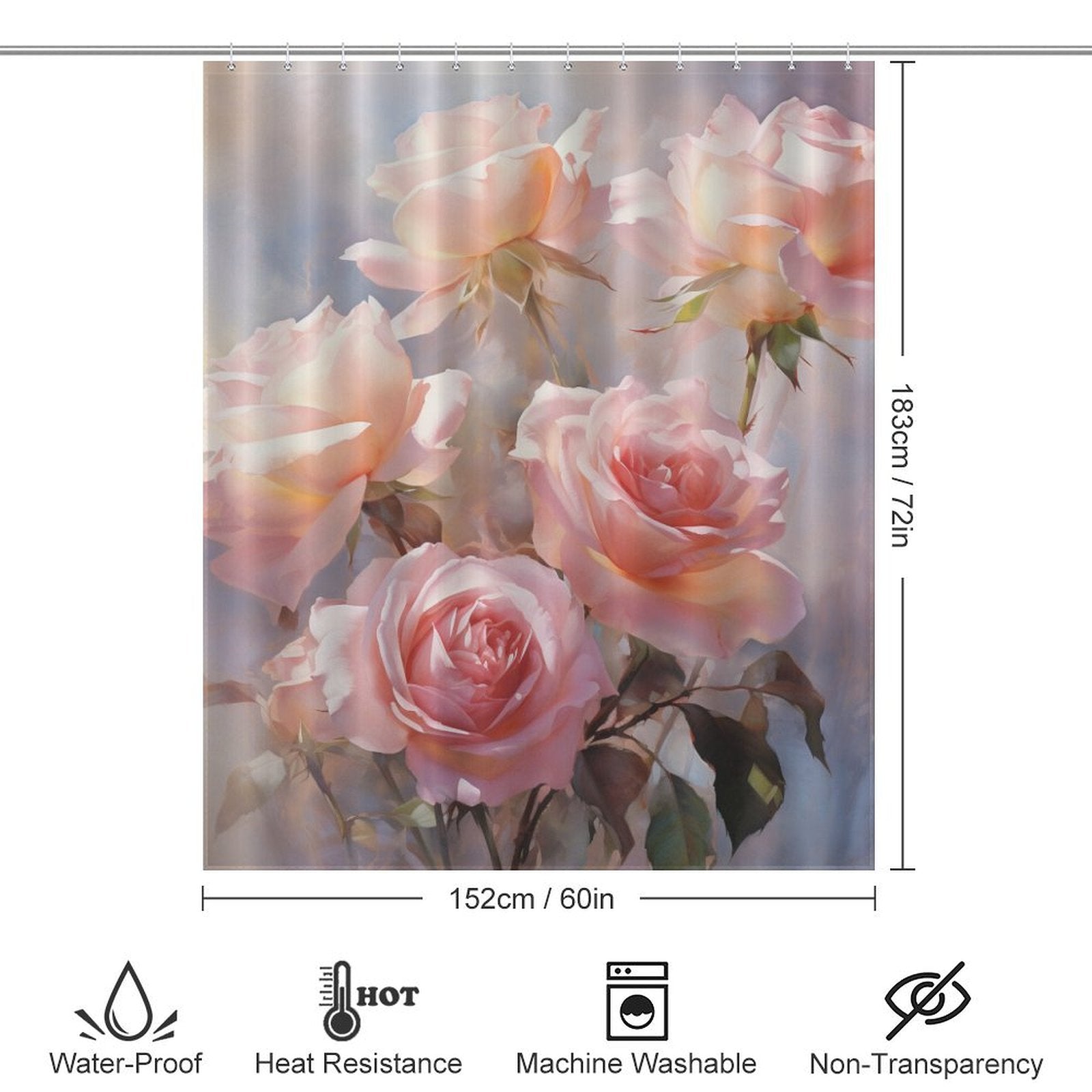 Chic Florals Pink Rose Shower Curtain