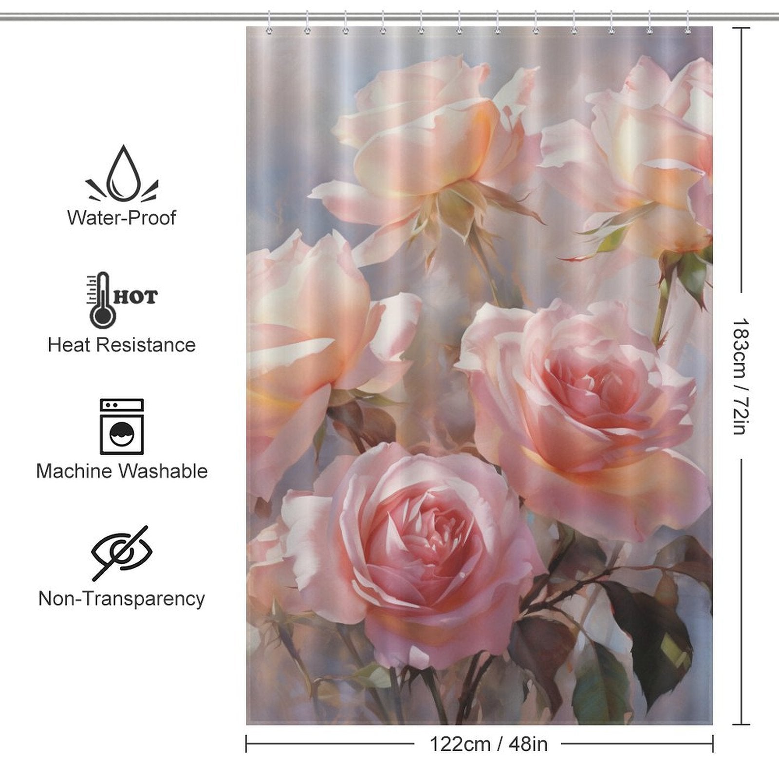 Chic Florals Pink Rose Shower Curtain