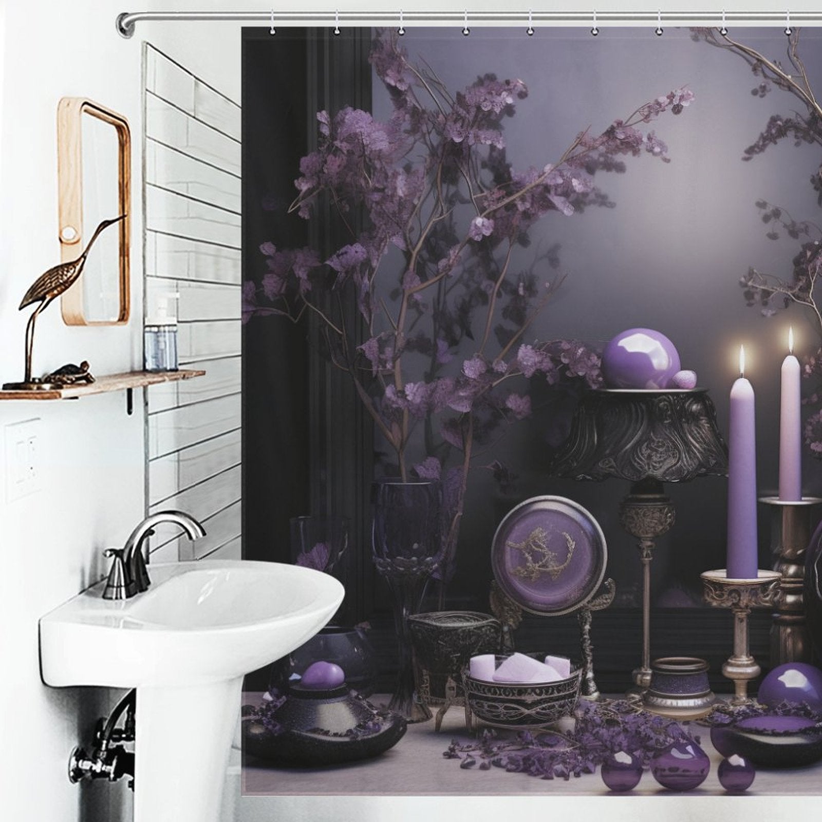 Chic Purple and Black Shower Curtain