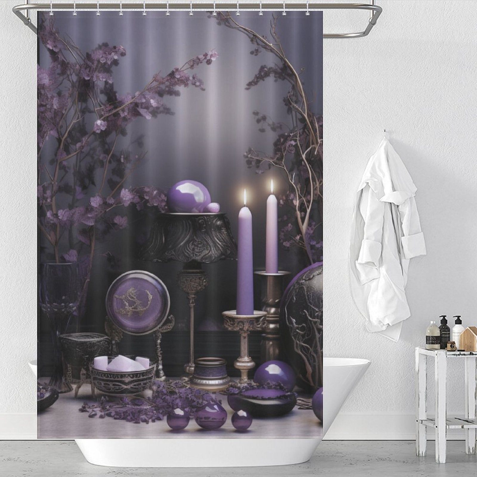 Chic Purple and Black Shower Curtain