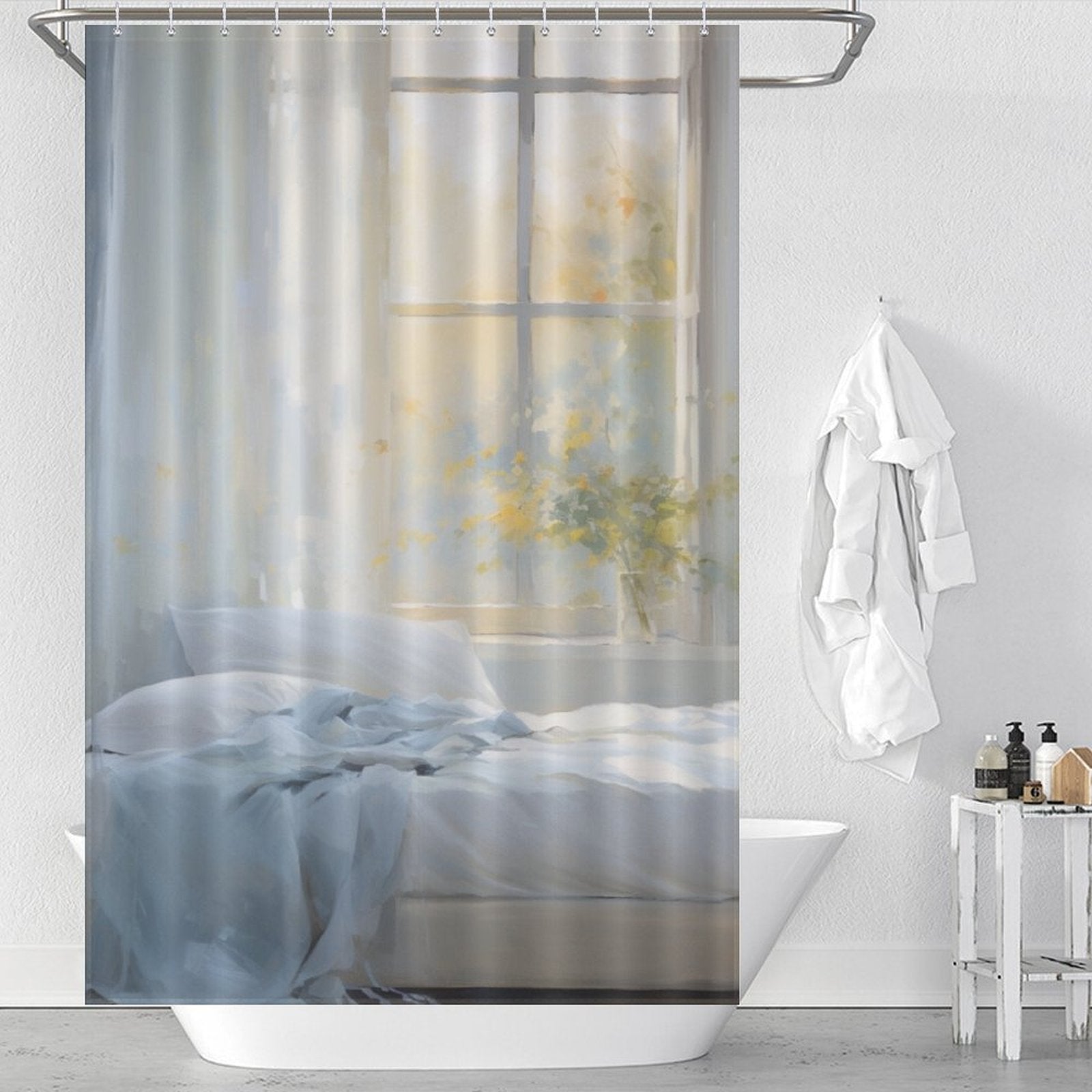 Chic Yellow Gray Blue Curtain