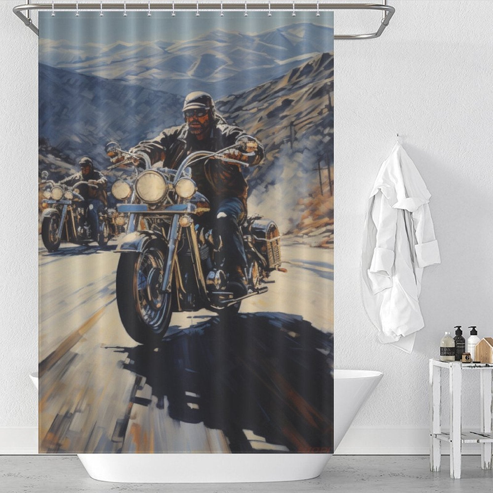 Chopper Motorcycle Shower Curtain