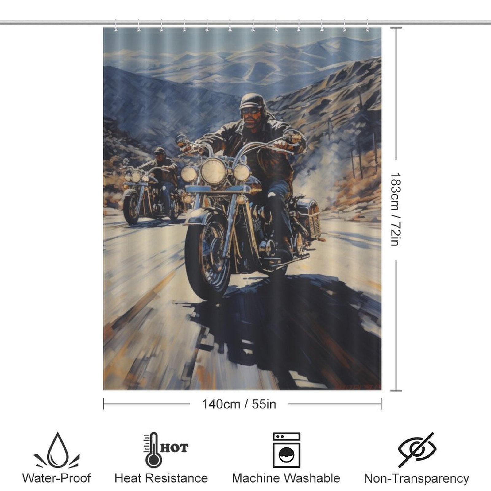 Chopper Motorcycle Shower Curtain