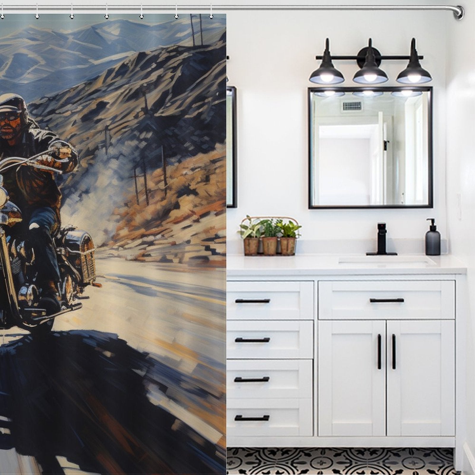 Chopper Motorcycle Shower Curtain