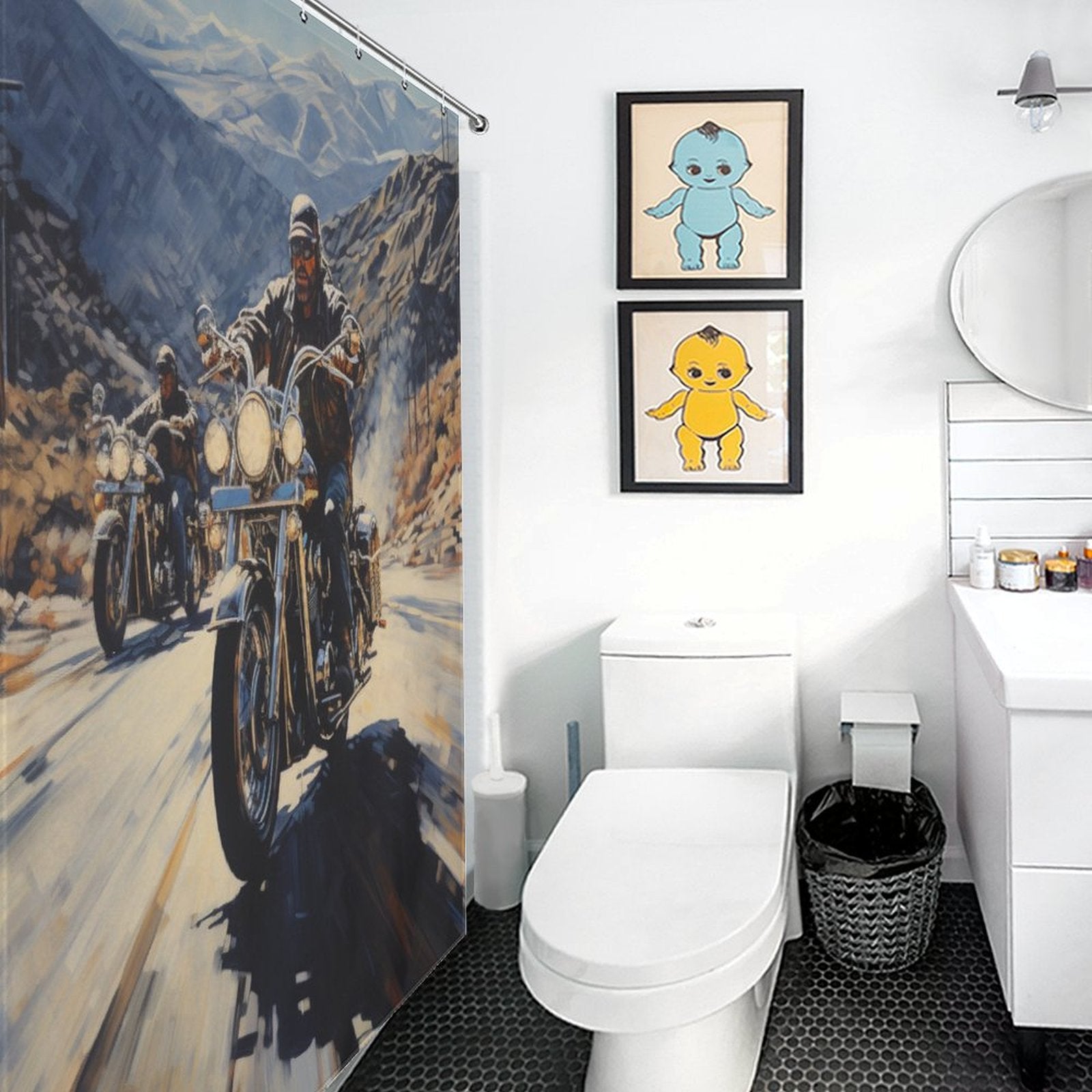 Chopper Motorcycle Shower Curtain