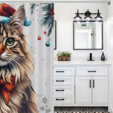 Christmas Cute Cartoon Cat Shower Curtain