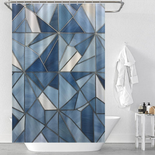 Classic Blue Geometric Shower Curtain