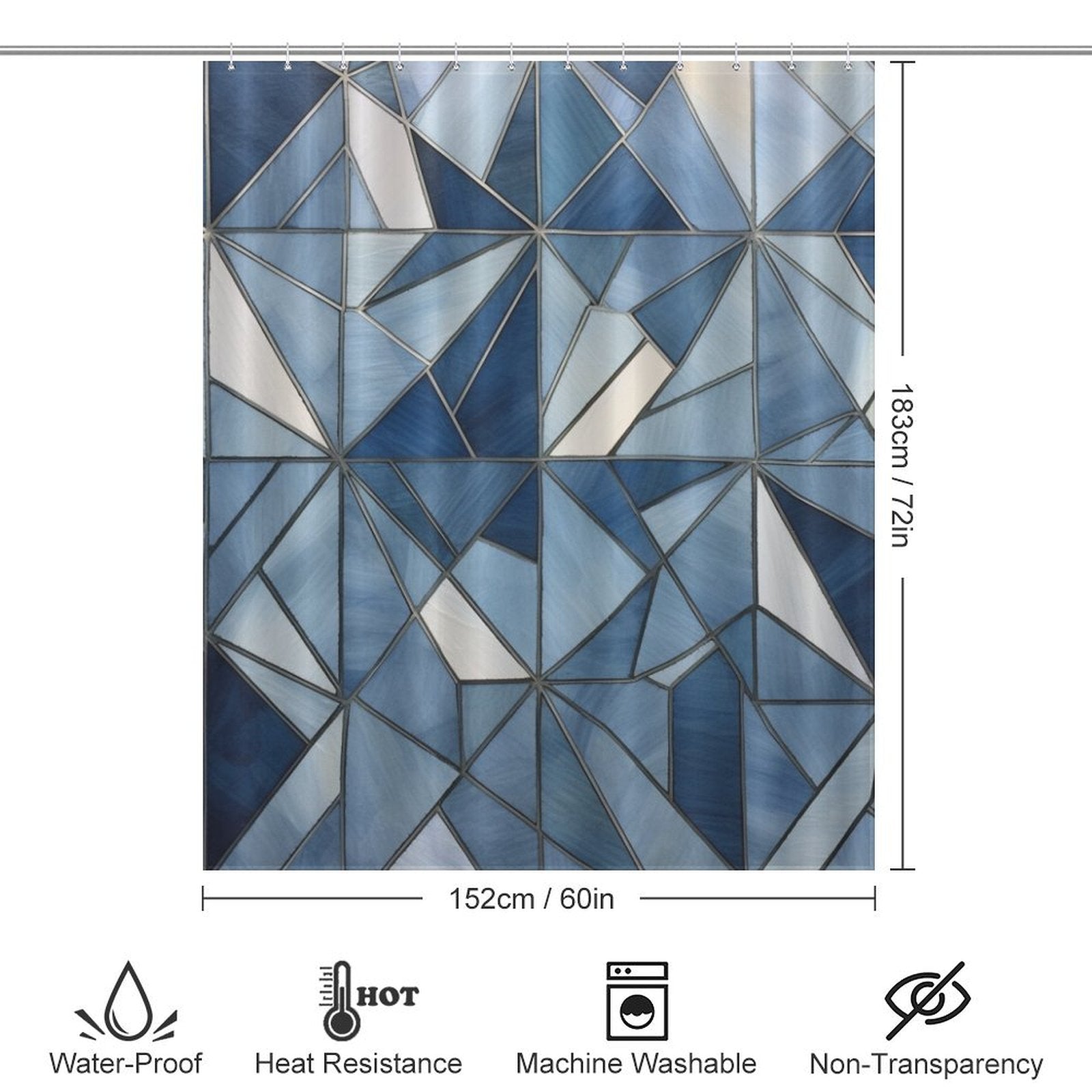 Classic Blue Geometric Shower Curtain