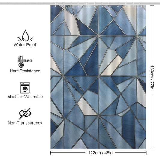 Classic Blue Geometric Shower Curtain