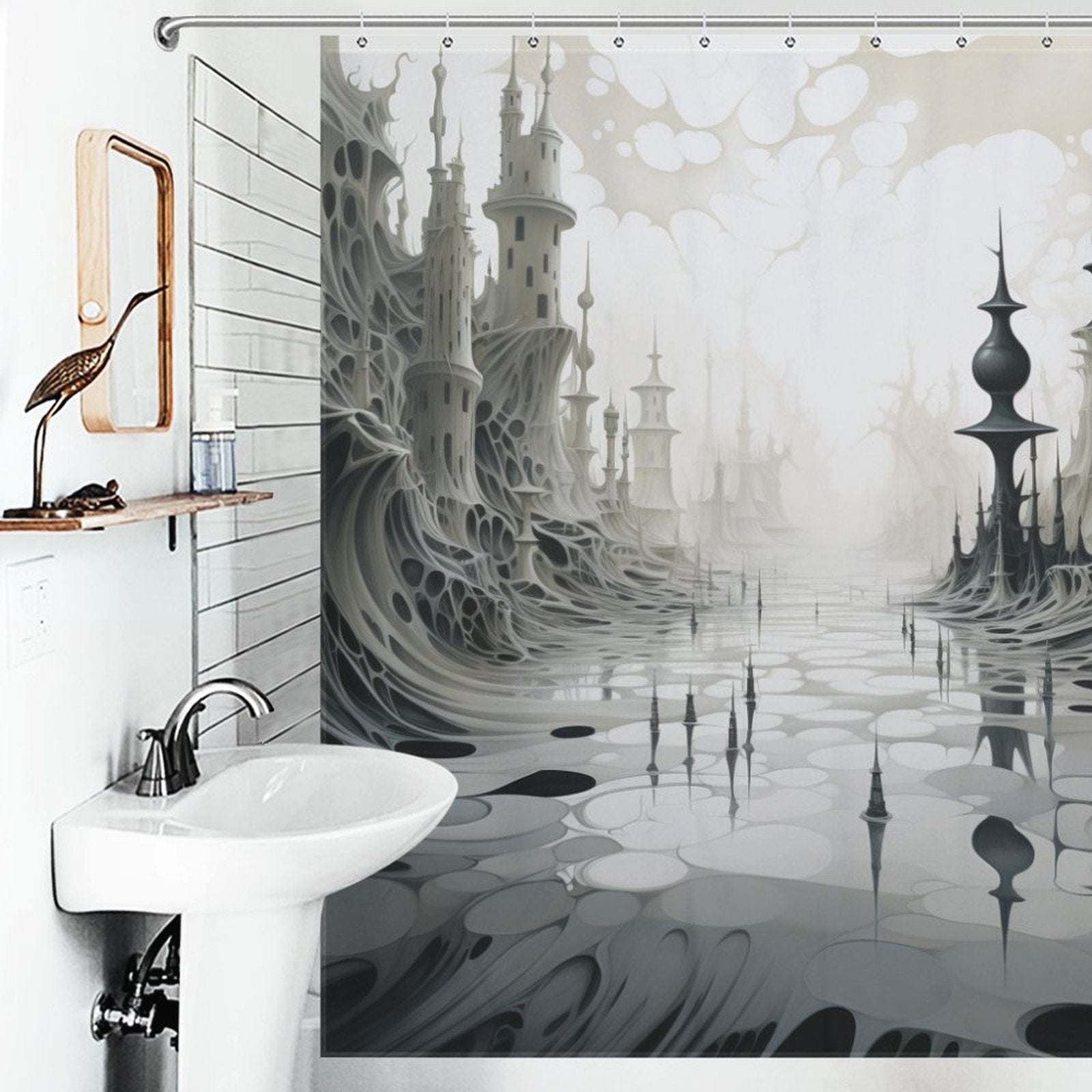 Classic Contrast Black and White Shower Curtain