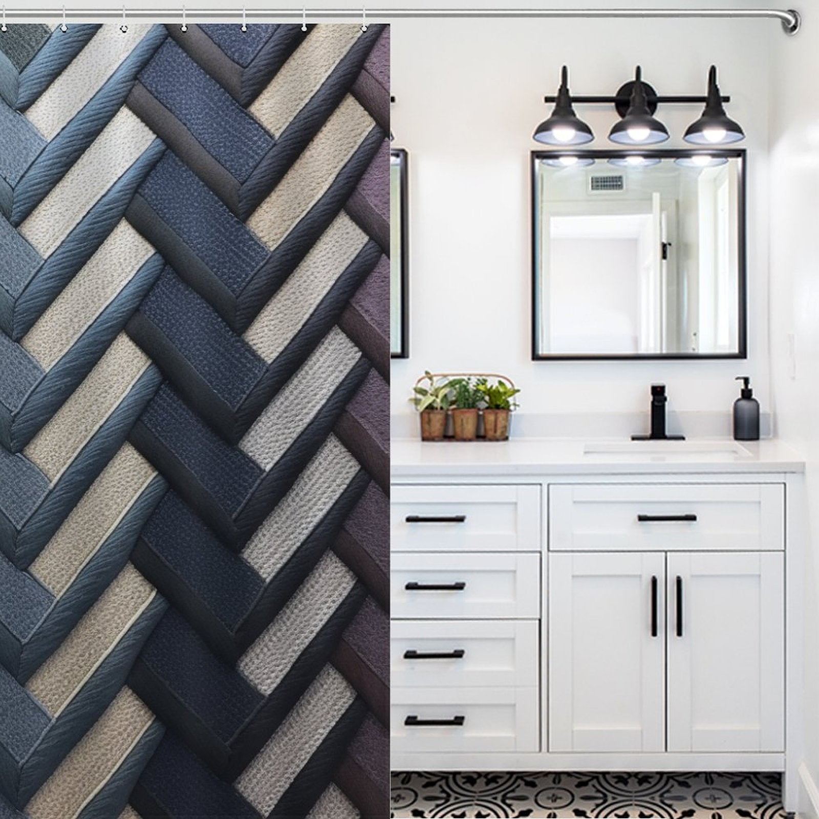 Classic Herringbone Shower Curtain