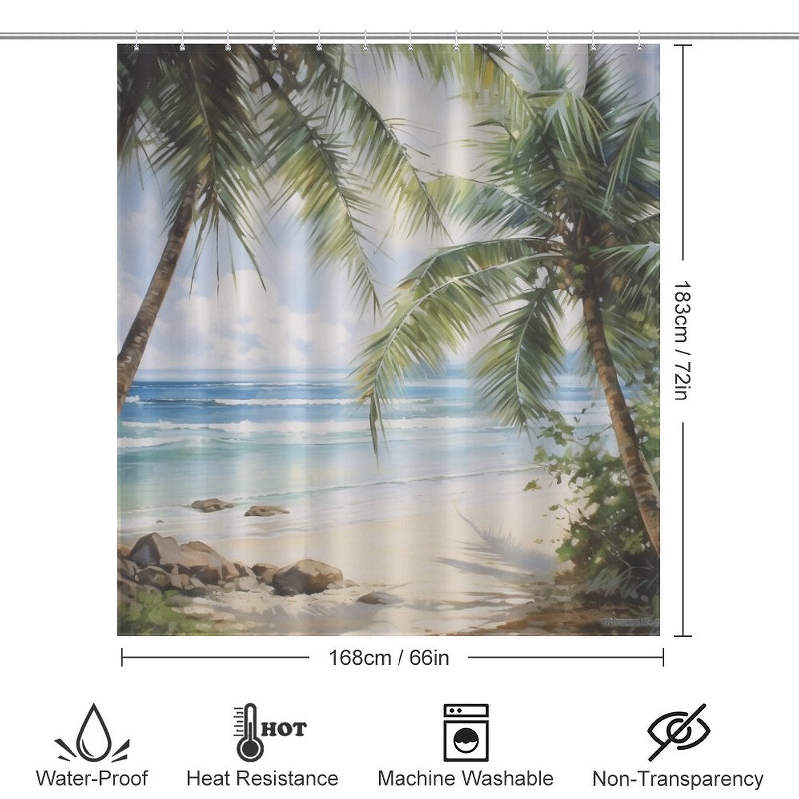 Coastal Breeze Palm Shower Curtain