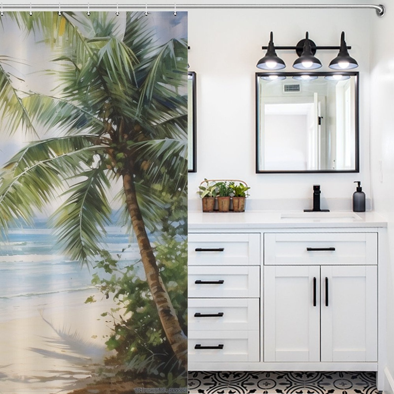 Coastal Breeze Palm Shower Curtain