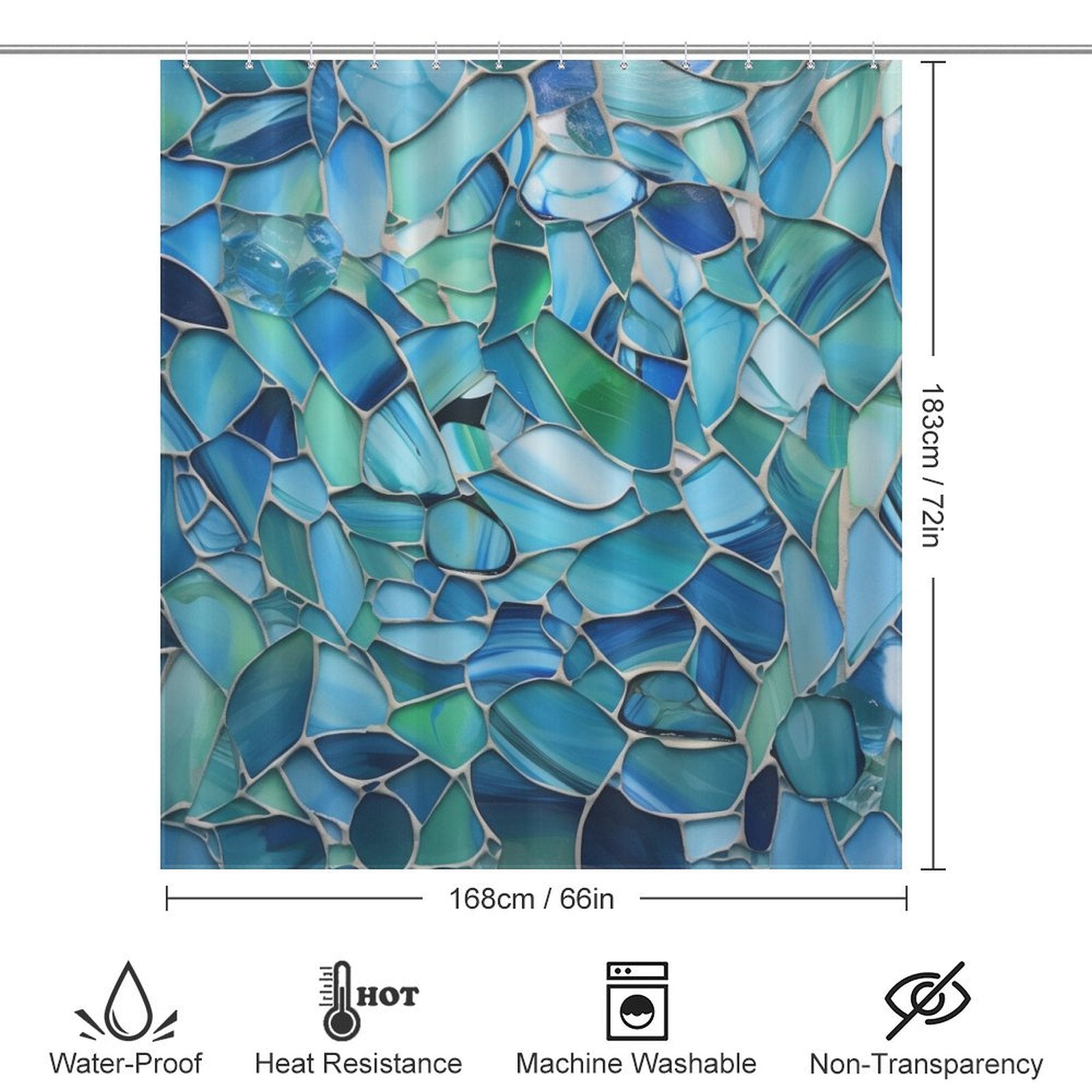 Coastal Charm Sea Glass Shower Curtain