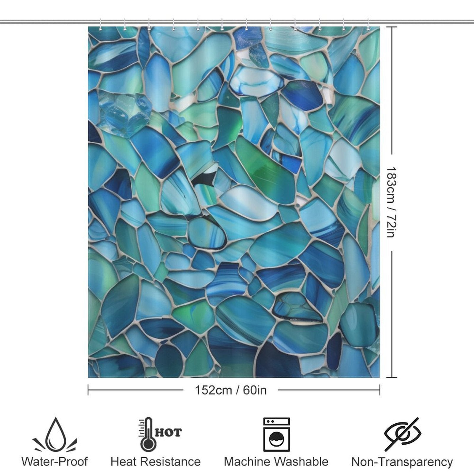 Coastal Charm Sea Glass Shower Curtain