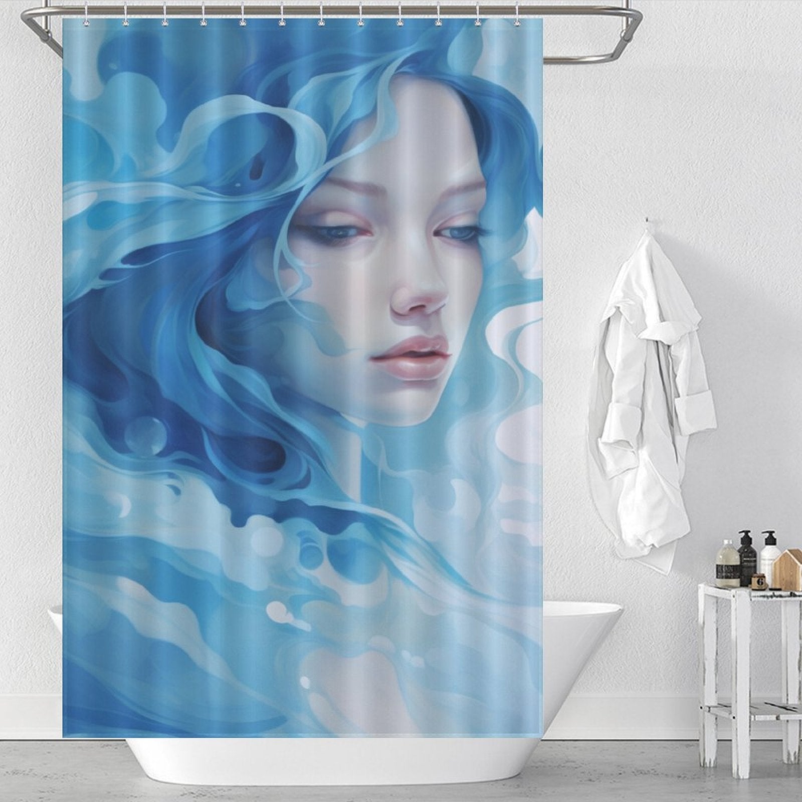 Coastal Elegance Blue Ombre Shower Curtain