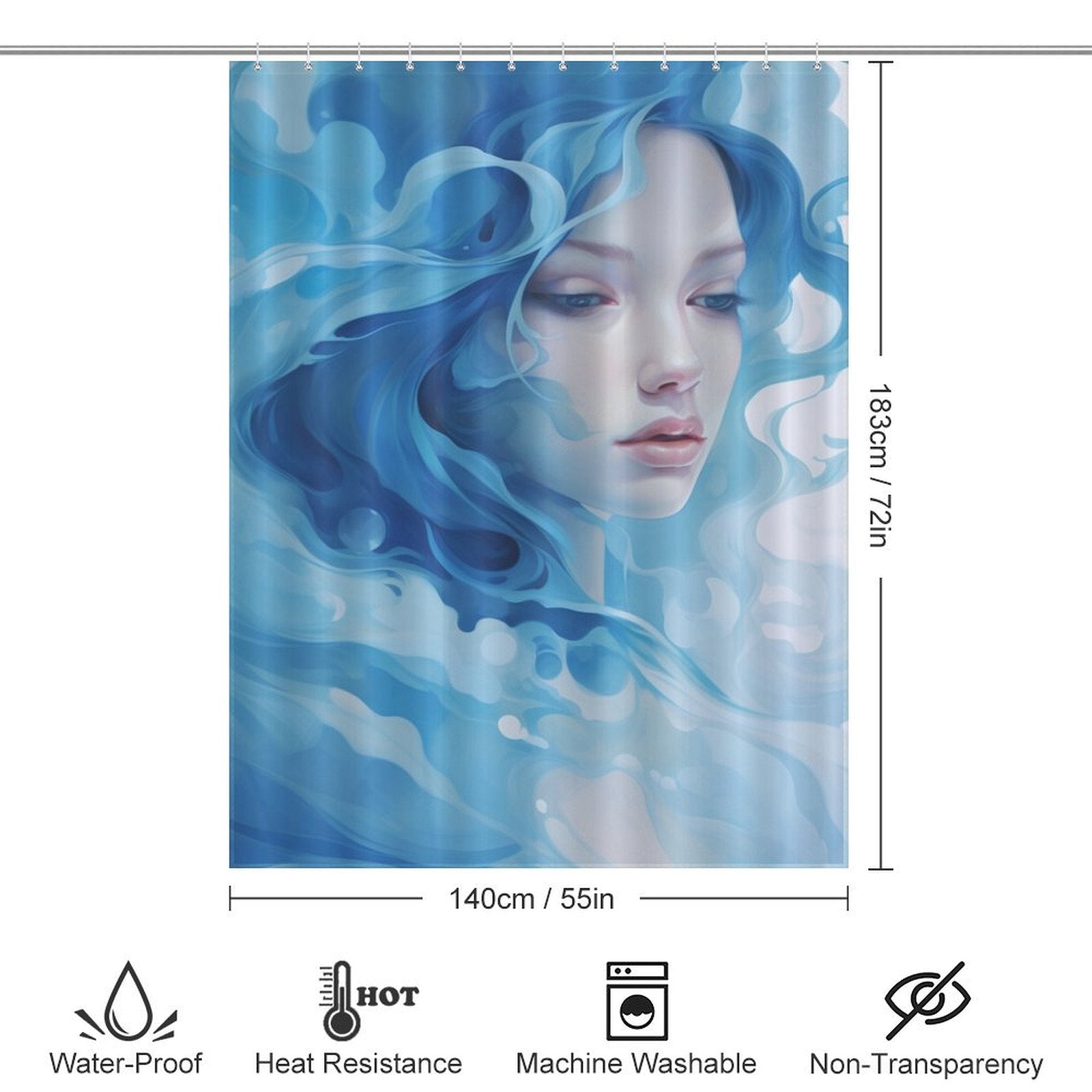 Coastal Elegance Blue Ombre Shower Curtain