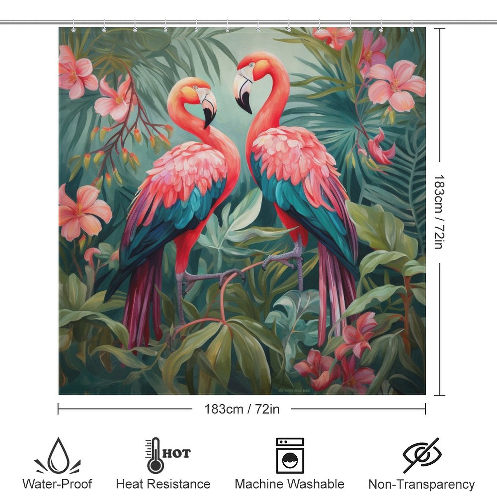 Coastal Paradise Flamingo Shower Curtain