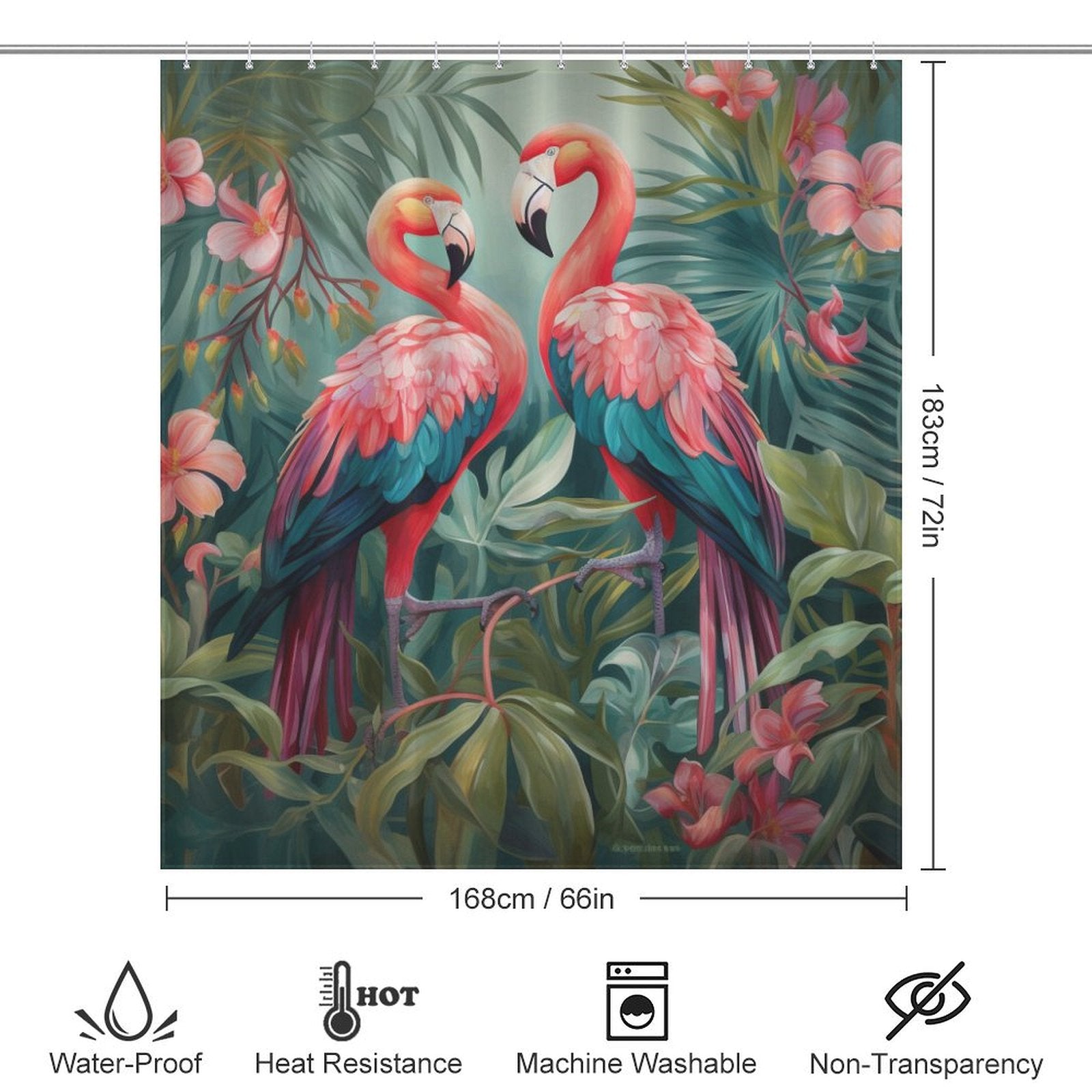 Coastal Paradise Flamingo Shower Curtain