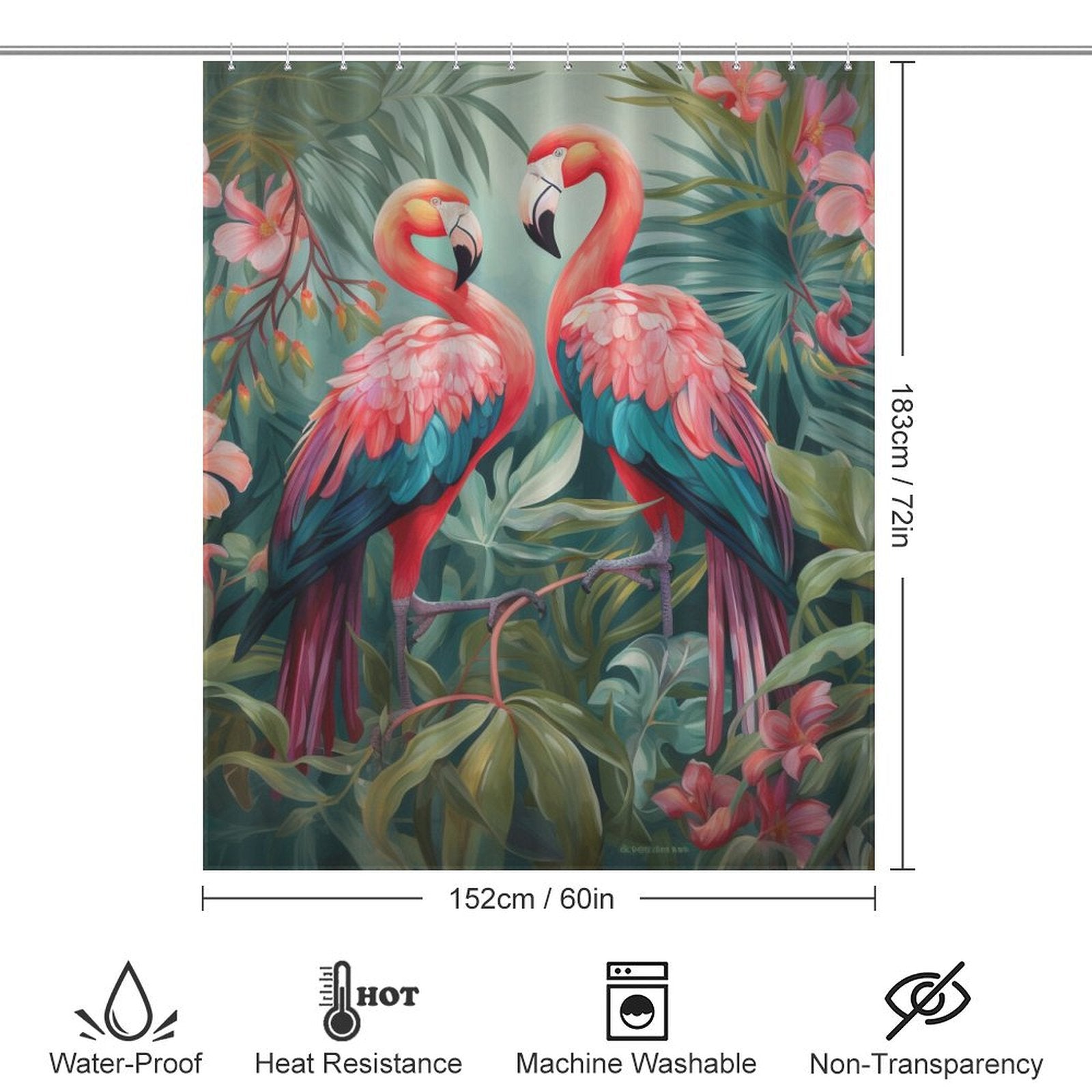 Coastal Paradise Flamingo Shower Curtain