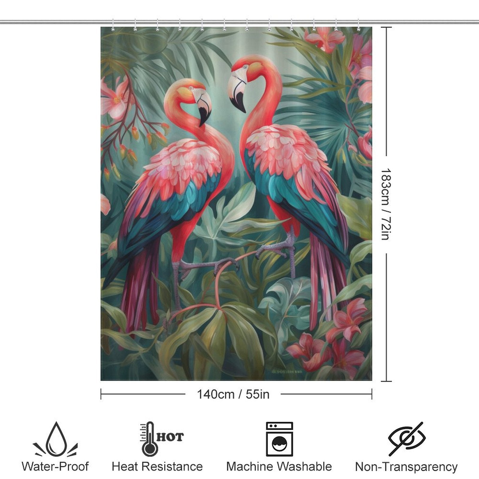 Coastal Paradise Flamingo Shower Curtain