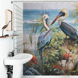 Coastal Pelican Beach Shower Curtain 