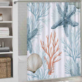 Cotton Cat Coastal Starfish Seashell shower curtain.