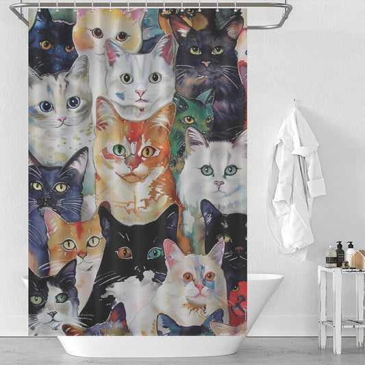 Colorful Art Cat  Shower Curtain