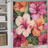 Colorful Atmospheric Hibiscus Shower Curtain