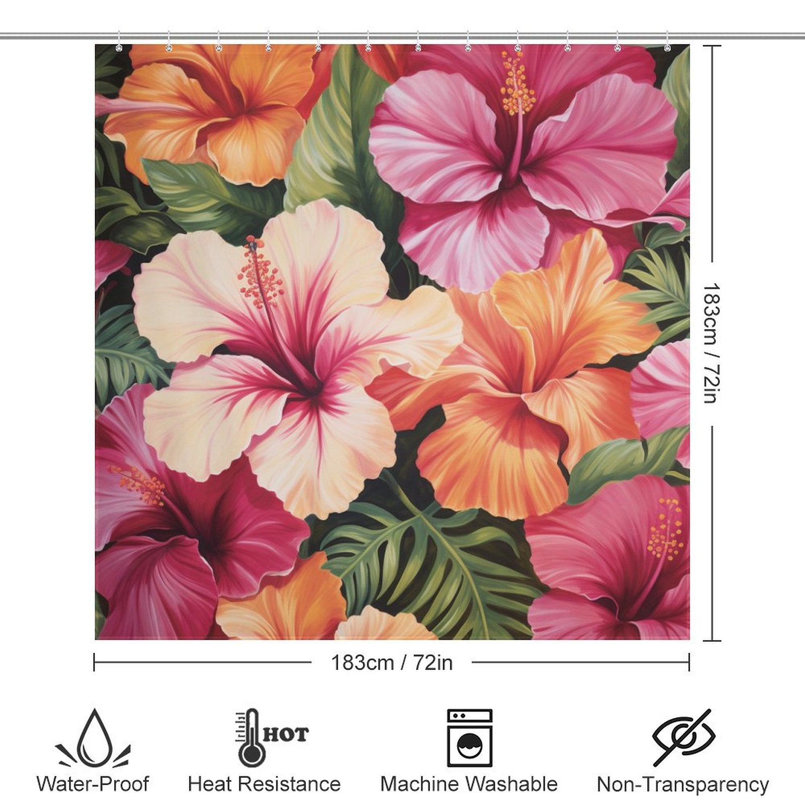 Colorful Atmospheric Hibiscus Shower Curtain