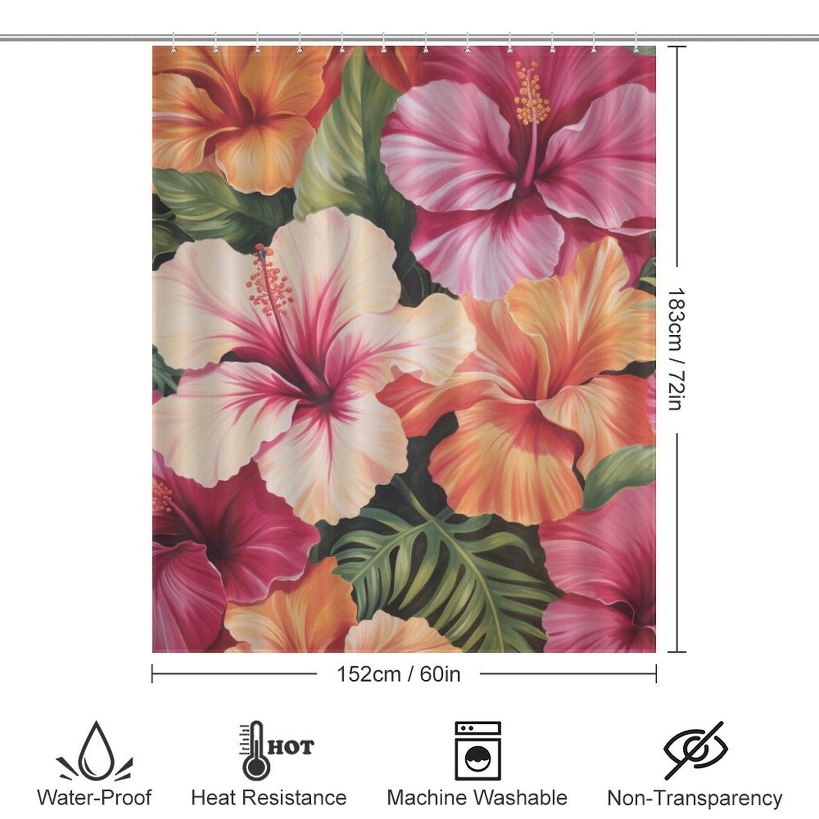 Colorful Atmospheric Hibiscus Shower Curtain