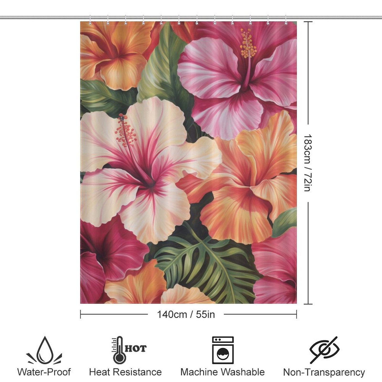 Colorful Atmospheric Hibiscus Shower Curtain