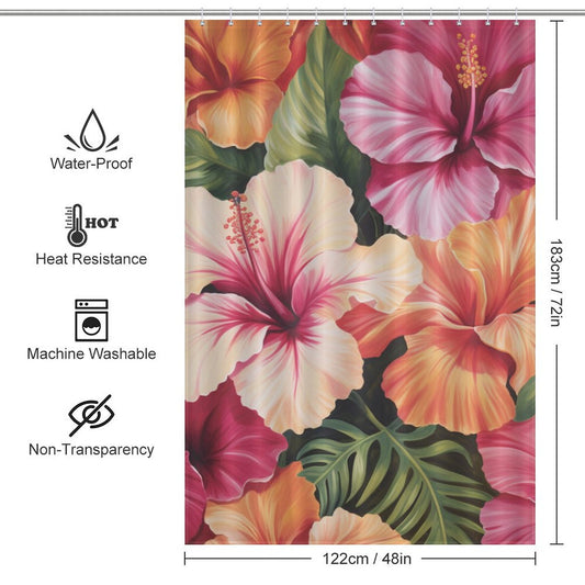 Colorful Atmospheric Hibiscus Shower Curtain