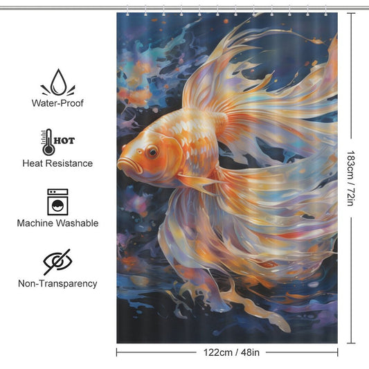 Colorful Ballet goldfish shower curtain 