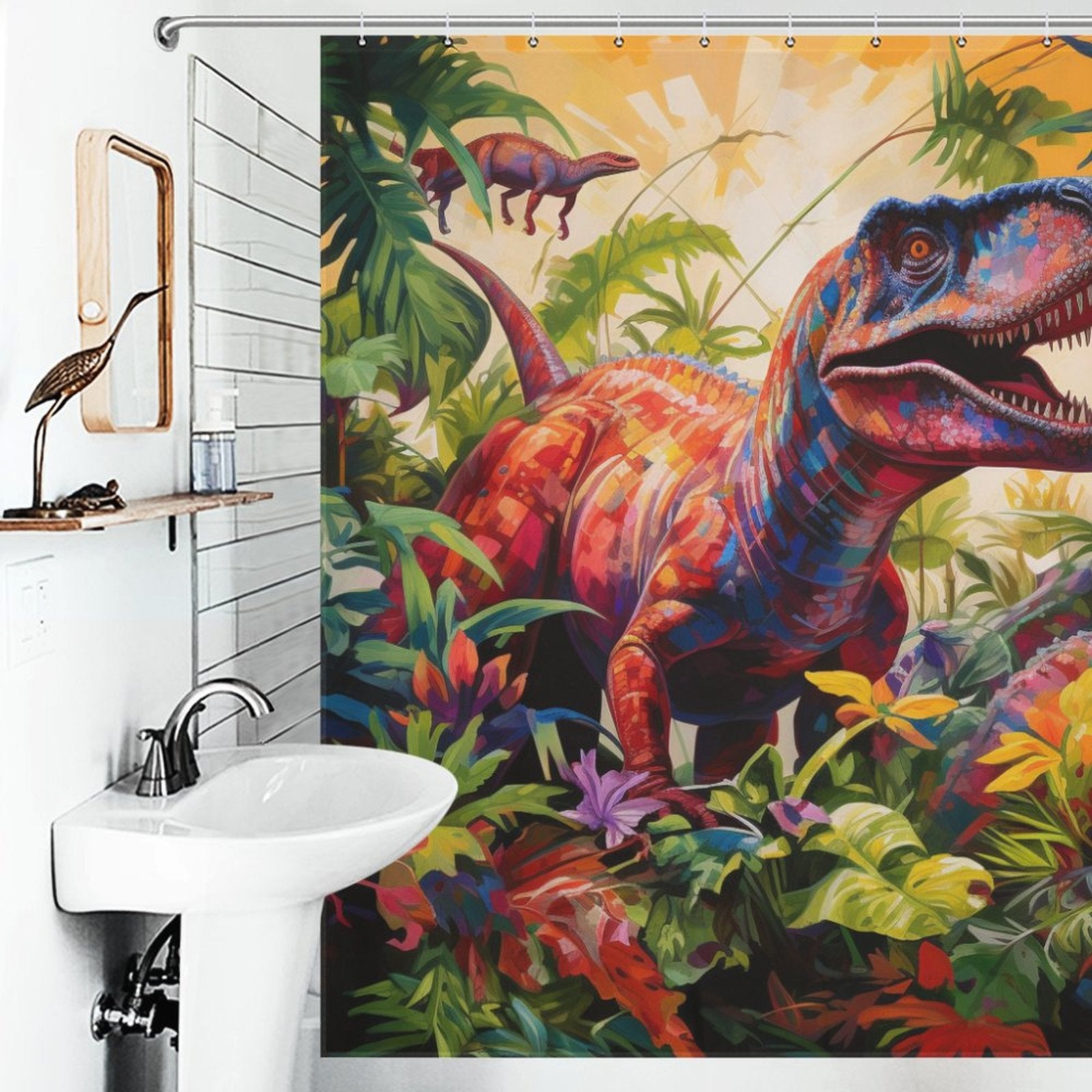 Colorful Dinosaurs Shower Curtain Design