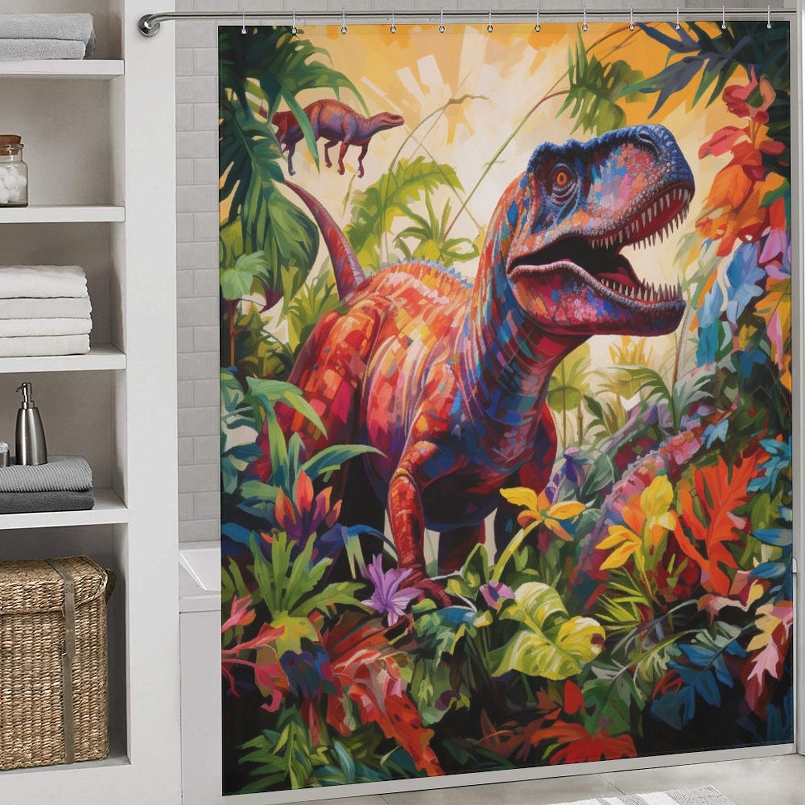 Colorful Dinosaurs Shower Curtain Design