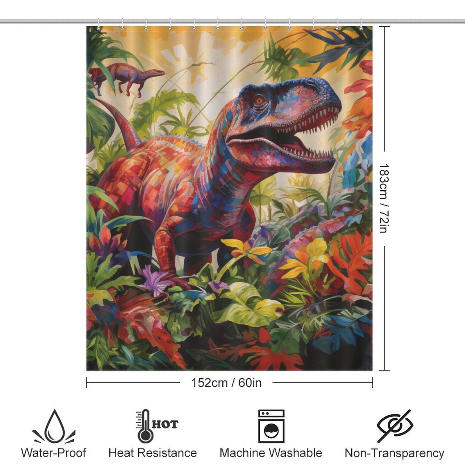 Colorful Dinosaurs Shower Curtain Design