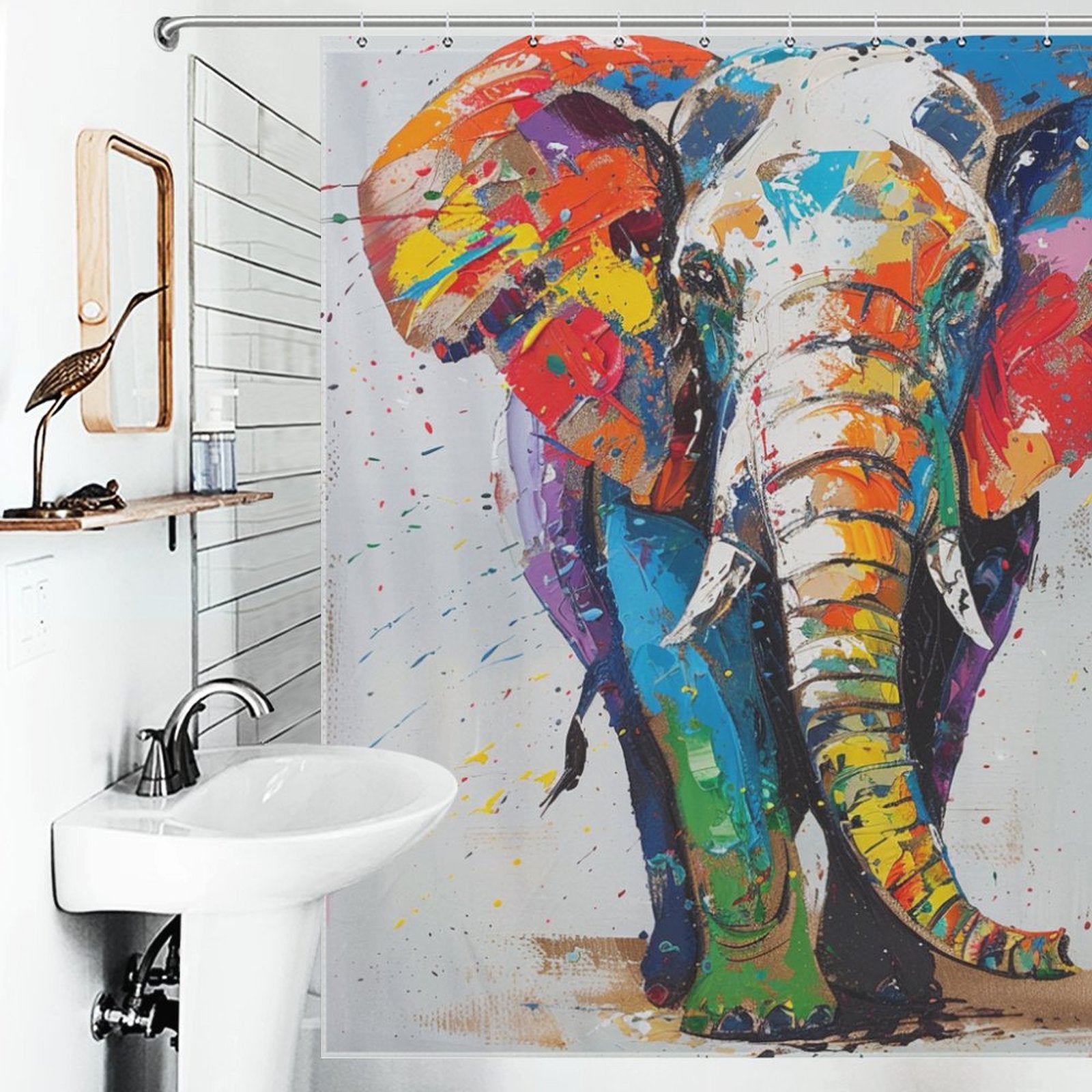 Colorful Elephant Shower Curtain