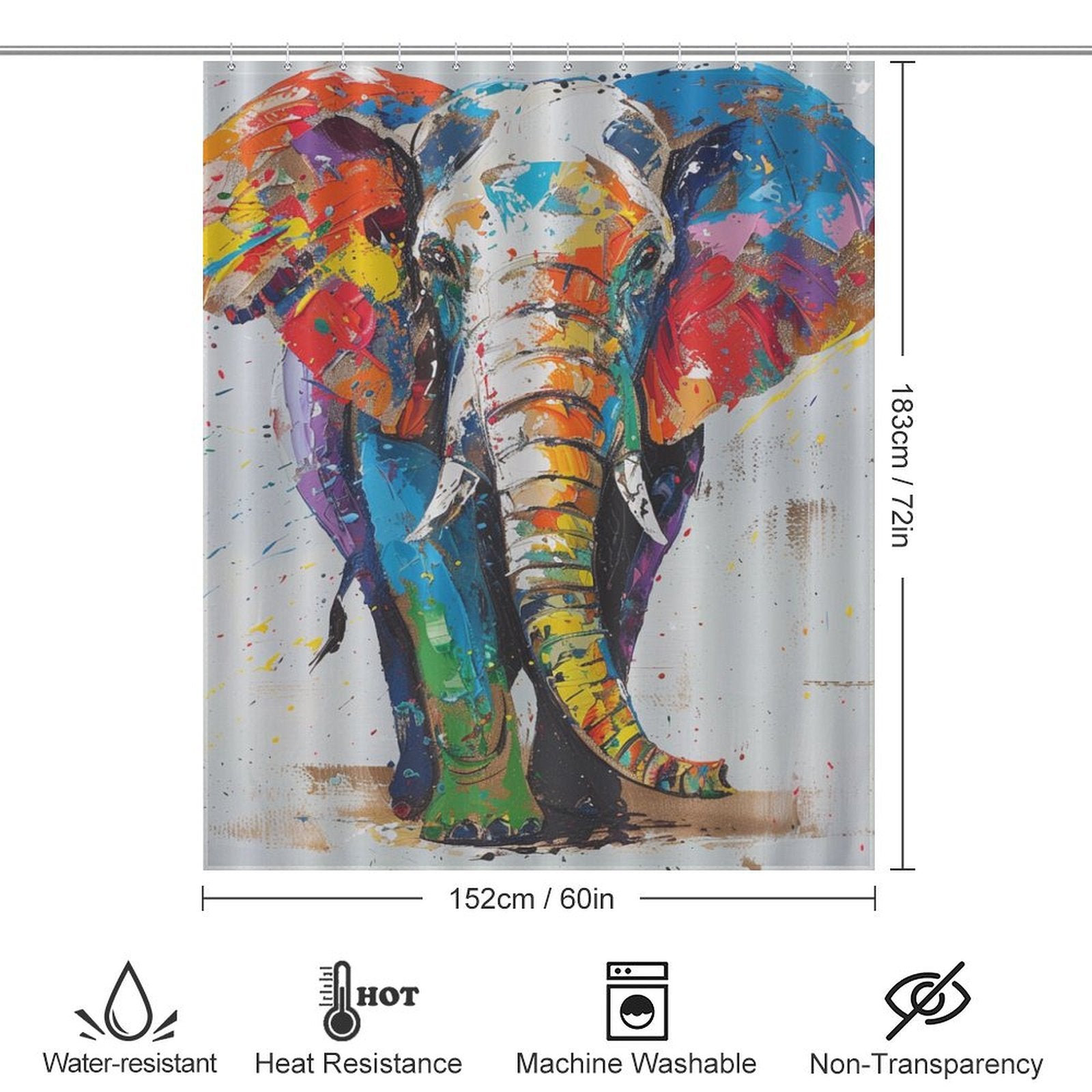 Colorful Elephant Shower Curtain