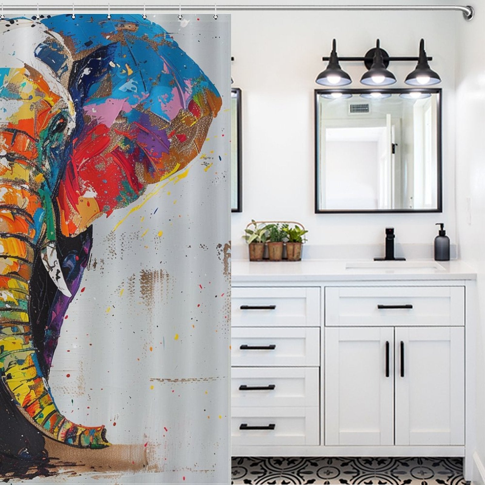 Colorful Elephant Shower Curtain