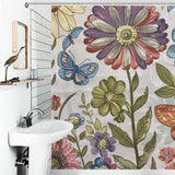 Colorful Floral Butterflies Boho Shower Curtain