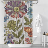 Colorful Floral Butterflies Boho Shower Curtain