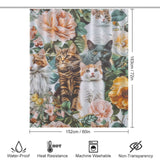 Colorful Flowers and Cat Shower Curtain