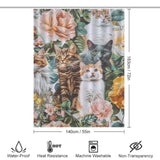 Colorful Flowers and Cat Shower Curtain