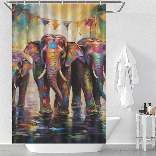Colorful Happy Elephant Shower Curtain