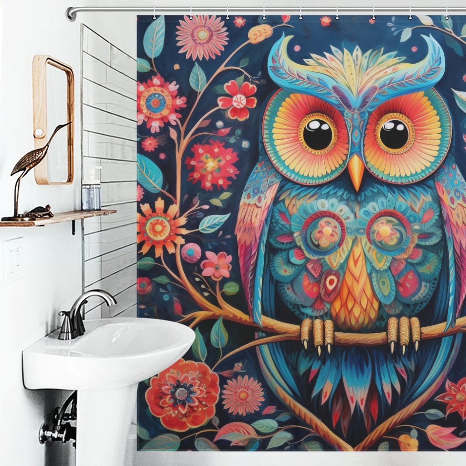 Colorful Owl Shower Curtain